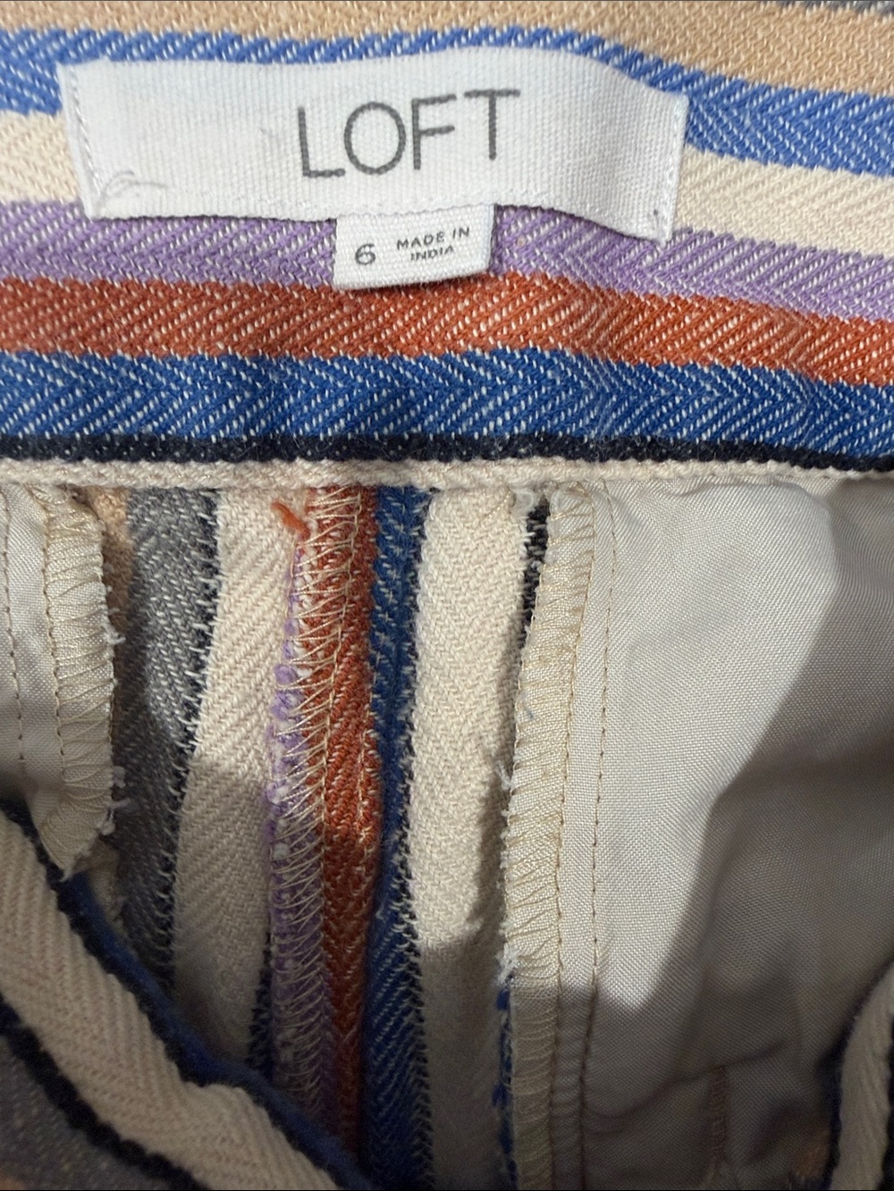 3 for $25! LOFT Women’s Multicolor Striped medium waist The Riviera Short, 6 - Picture 3 of 6